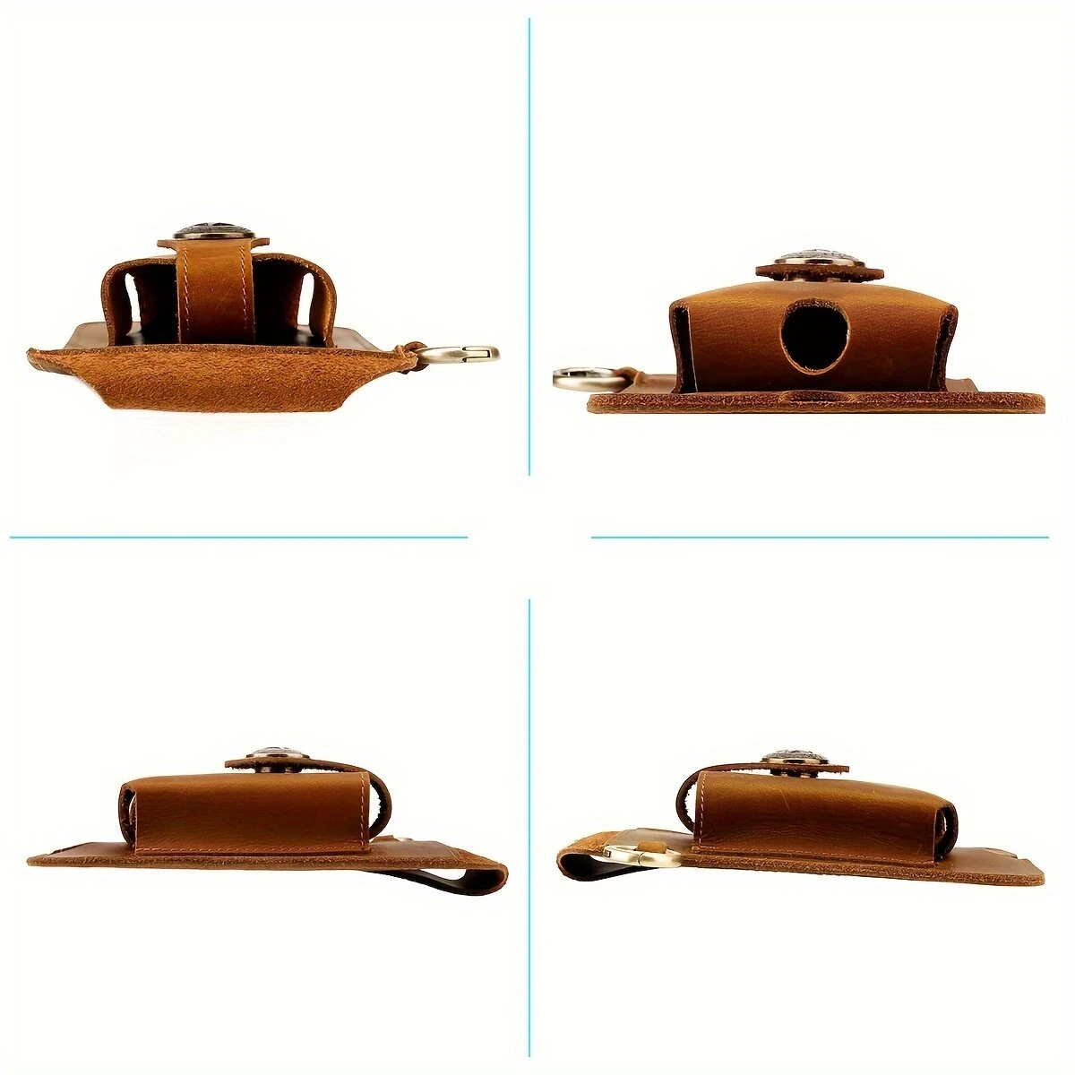 (image for) Ekphero Men's Vintage Genuine Leather Belt Bag, Multifunctional Waist Bag with Key Hook, Mobile Phone Bag For Work Outdoor Sports